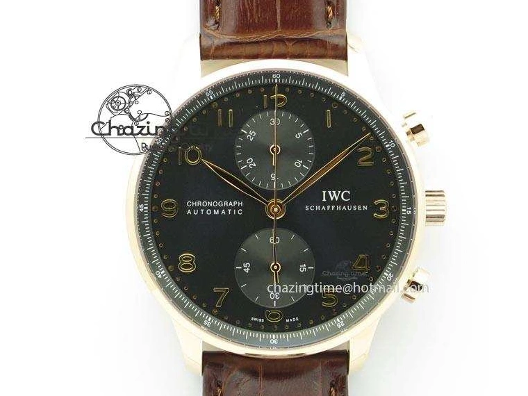 MIROTIME 0115 Portuguese IW371415 ZF 1:1 Best Edition RG Black dial On Brown Leather Strap A Modern 7286